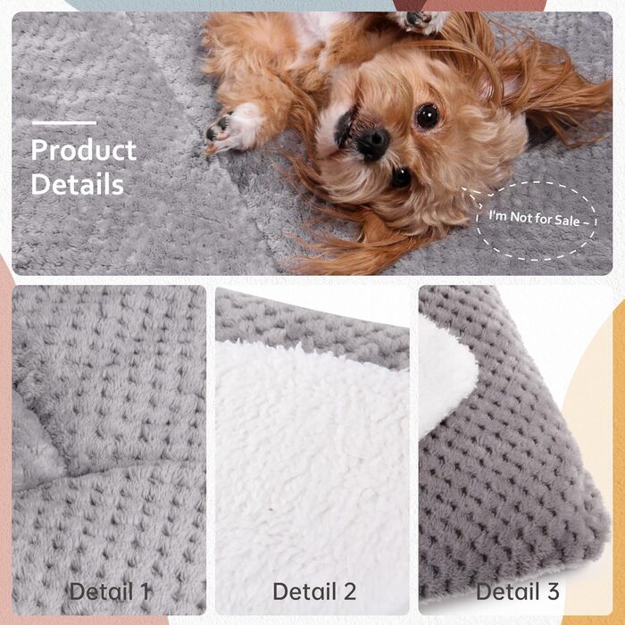 Килимок для собак та котів, 60x80 см, сірий - м'який, дихаючий, машинного прання