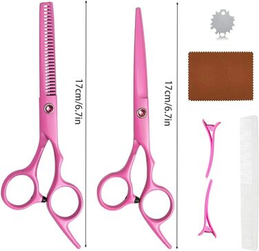 Набір професійних ножиць для собак 6.7 дюймів, рожевий. Ножиці для грумінгу, моделювання та стрижки шерсті собак та котів