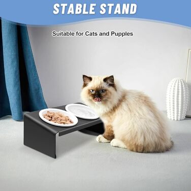 Підвищені годівниці для котів Vikcvcsc Katzennapf Erhöht - набір 2 шт. з кераміки та металу