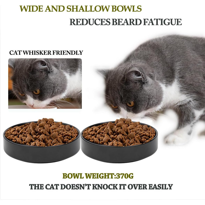 Котловий набір з кераміки для котів та кошенят (чорний), 15 x 4 см