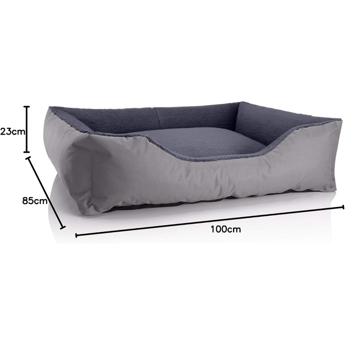 Ліжко для собак BedDog Teddy XL, сіро-сіре, з бортиками, з кордури та мікрофібри, для дому і вулиці, квадратне, знімний чохол