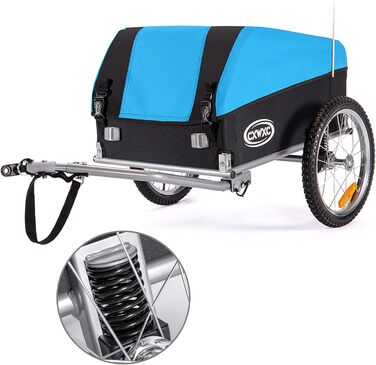 Велосипедний причіп CXWXC зі стоп-кабелем, великий об'єм 120л, вантажопідйомність 40кг, складаний вантажний причіп з тентом та прапорцем безпеки - ідеальний для щоденного транспортування, блакитний