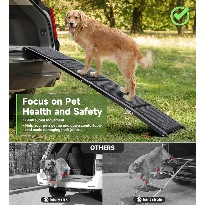 Рампа для собак Hunderampe, 170 см, складана, для авто, з неслизькою поверхнею, до 113.4 кг, легка та портативна