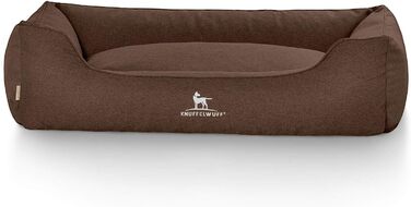 Крісло-ліжко для собак Crispino з велюру, ручної роботи, розмір M-L, 85 x 63 см. Знімний чохол, легко мити. Підходить для великих, середніх та маленьких собак (Колір: Коричневий, Розміри: 85 x 63 x 23 см)