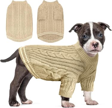 Теплий собачий светр Sanqitara, облягаючий, м'який, для маленьких та середніх собак, короткі рукави, в'язаний, колір хакі (XS)