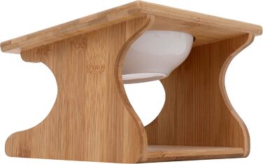 Ергономічна годівниця для котів Limmby з кераміки та бамбукового каркасу | Підвищена годівниця з об'ємом 250 мл