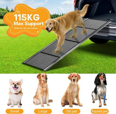 Рампа для собак до автомобіля, складана, до 115 кг, з антиковзким килимком, для вантажівок та SUV, великі та середні породи