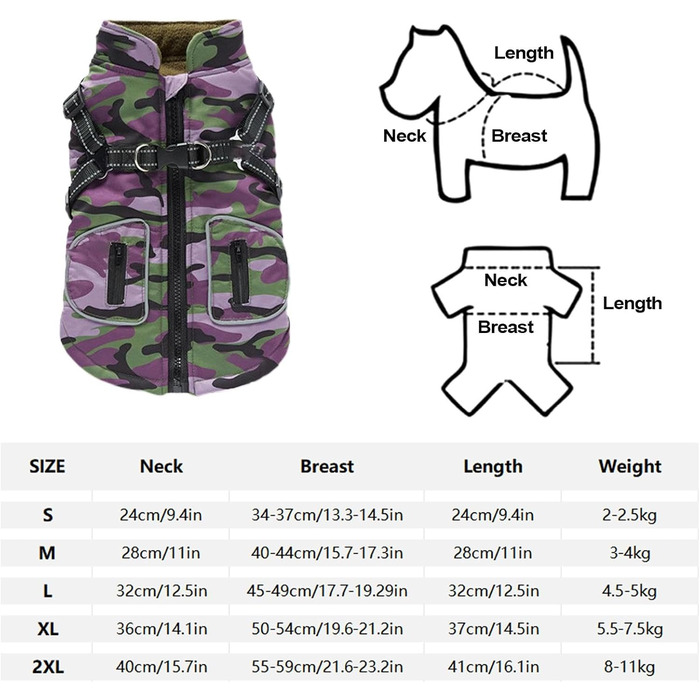 Зимовий теплий куртка для собак, світловідбиваючий, для цуценят та собак середніх та великих порід (фіолетовий, L)