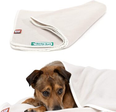 Doctor Bark м'яка флісова ковдра для собак, гіпоалергенна, пральна при 95°C, для дивану та лежака, бежевий, 120x90 см, Німеччина