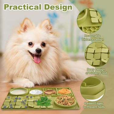 Силіконова килимок-головоломка для собак з присосками, Slow Feeder для цуценят та дорослих собак, антиковзаюча миска для повільного годування, зняття стресу та нудьги