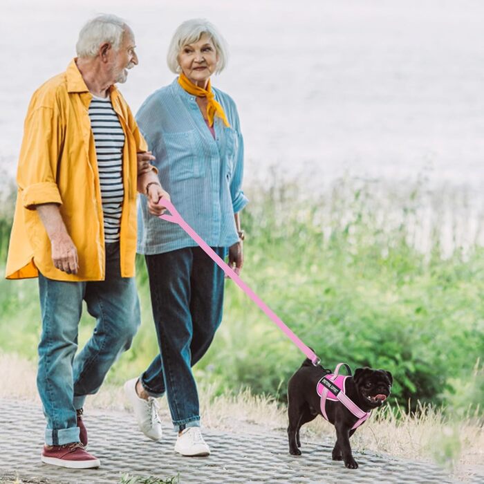 Шлейка для собак Voopet для емоційної підтримки, професійний сервіс, для малих, середніх та великих собак, світловідбиваюча, дихаюча та регульована, запобігає тязі/нудоті, ESA XXS (рожево-рожевий)