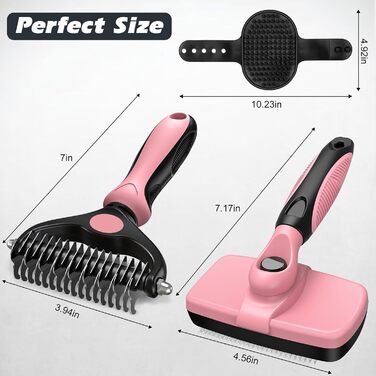 Набір гребінців для догляду за тваринами: самоочищувані гребінці, гребінець з двома сторонами, інструмент для видалення шерсті, рожевий, чорний, 3 шт.