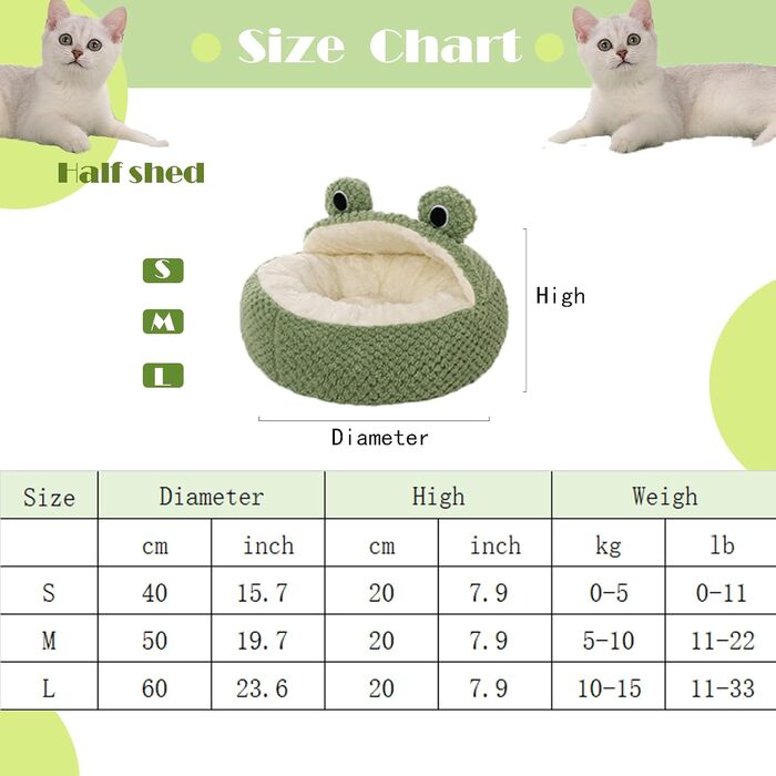 Квіткове ліжко для котів JINGTOPS, м'яке, зручне, у формі подушки, з антиковзною основою, для кошенят та малих цуценят (M-50CM, Половина)