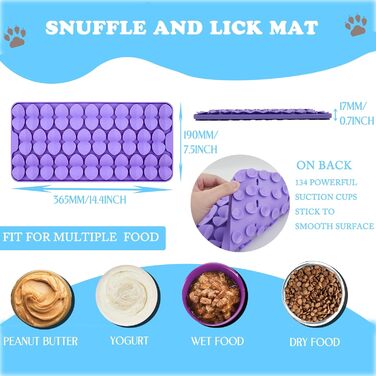 Силіконова сенсорна килимок для собак, 18x37 см, килимок-іграшка з присосками, повільний дозатор корму, килимок для годування собак, іграшка для собак, розважальна іграшка для собак (фіолетовий)