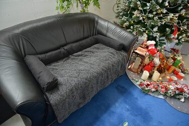 Підстилка для собак Raikou: м'яка лежанка-коврик для собак великих та маленьких порід (90x90 см, чорний меланж)