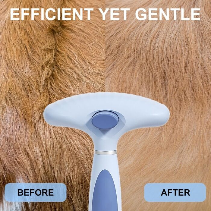 Щітка для собак, гребінець для догляду за шерстю, дворядний інструмент для видалення ковтунів та спутаного волосся з антиковзною ручкою, білий колір