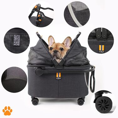 Складана переносна переноска для собак та котів до 8 кг | З колесами | З міцного поліестеру та сітки | Легка переноска для тварин