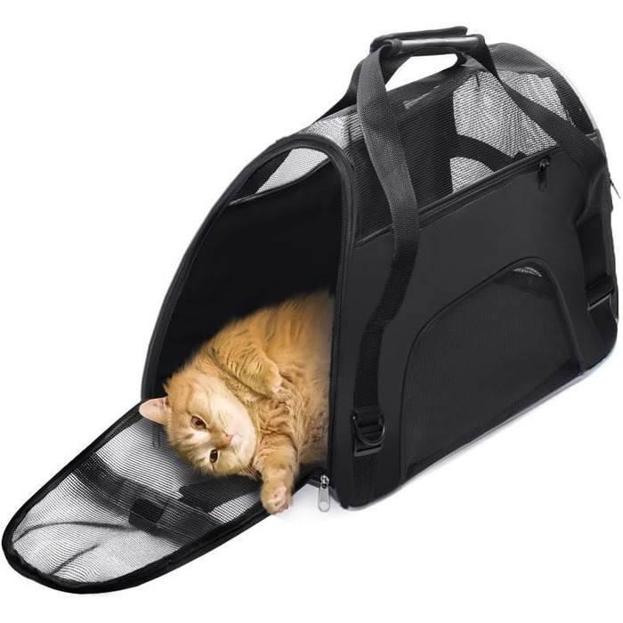 Сумка-переноска для домашніх тварин з м'якими боковинами (Чорний)