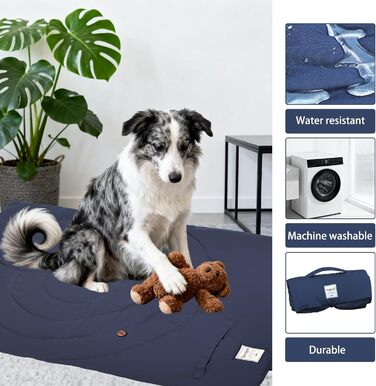 Килимок для собак та котів, 95x65 см, ортопедичний, вологостійкий, для подорожей, авто, outdoor (Блакитний)