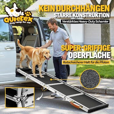 Рампа для собак у автомобіль, автоматичне складання, 170 см, чорна. Рампа для собак, вантажівок та SUV. Максимальне навантаження: 150 кг. Антиковзаюча поверхня.