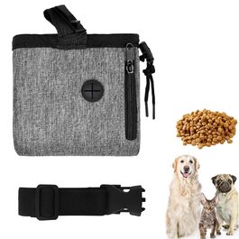 Сумка для корму для собак, сумка для тренувань, сумка для ласощів для собак, багатофункціональна сумка для корму з диспенсером для пакетів для вигулу (сіра)