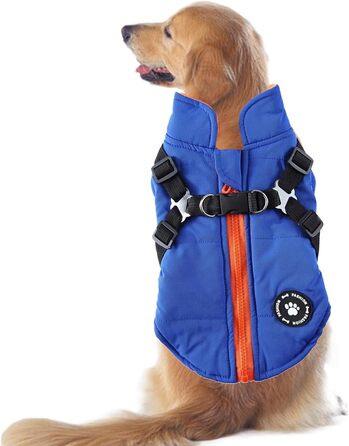 Тепла куртка для собак на блискавці, водонепроникна та вітронепроникна, перевертається, блакитна, розмір S