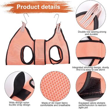 Гамак для тварин Bhoulandi: зручний гамак для котів та собак, дихаючий, з клямками, армійного кольору, розмір M