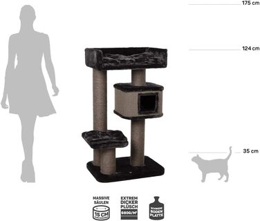 Дряпка для котів Kratzbaum Portland антрацит - велика, з міцними сизалевими стовпчиками, 69x47x124 см