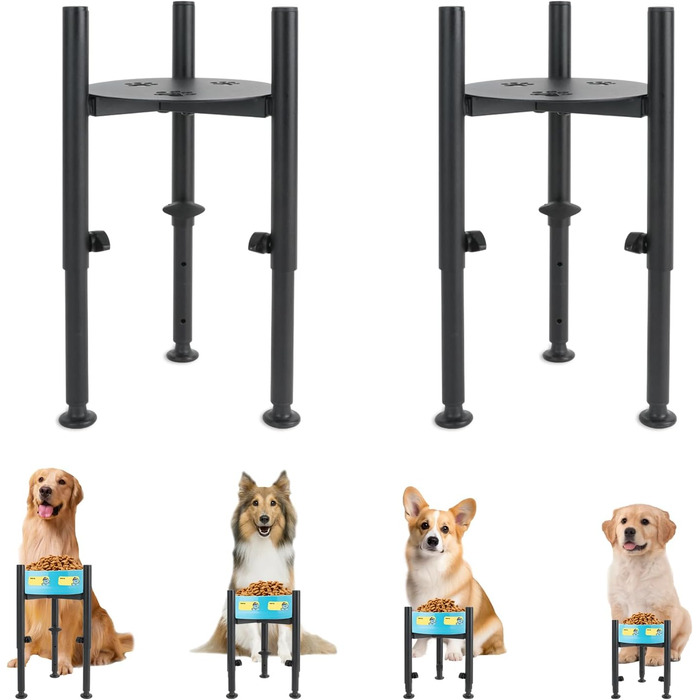 Підвищена годівниця для собак з платформою, регульована висота 6-10 дюймів, з наклейкою для імені, для домашніх тварин