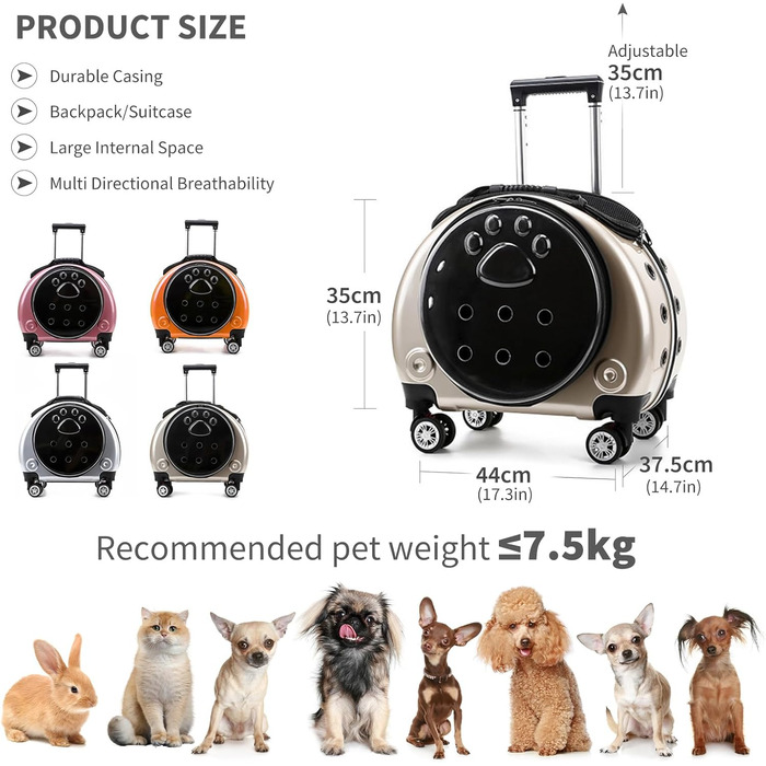 Рюкзак для тварин PETCUTE: зручний та безпечний для подорожей та прогулянок (до 7.5 кг)