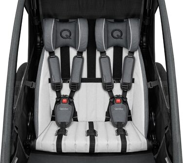 Qeridoo Lynix 2 Forest Green - Причіп для велосипеда 2 дітей з підвіскою та ременями безпеки | Дитячий велопричіп-візок | Qeridoo