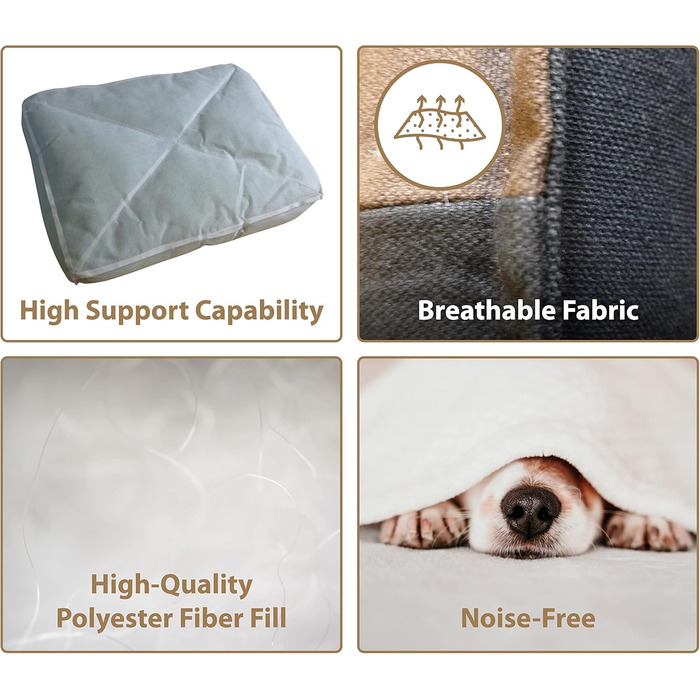 Ліжко для собак Ellie-Bo середнього розміру 71 x 48 x 10 см, смугастий дизайн чорного та коричневого кольорів, підходить для клітки 76,2 см