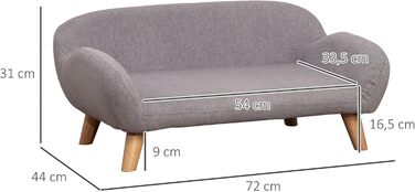 PawHut Софа для собак, лежанка для тварин, скандинавський стиль, сіра, 72 x 44 x 31 см