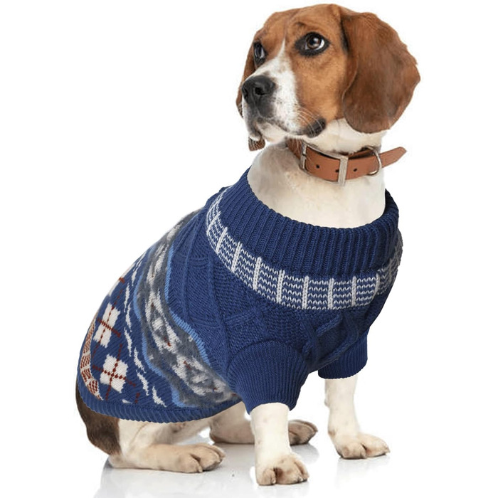 Теплий зимовий светр для собак маленьких порід з отвором для шлейки, блакитний (S)
