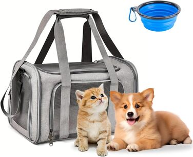 Транспортна сумка для кота та собаки, 7 кг, складана переноска середнього розміру, 45x30x30 см, сіра