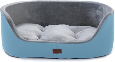 Кругле ліжко для собак середнього розміру Raikou, м'яке та зручне, з антиковзким покриттям (75x54x27 см, блакитне)