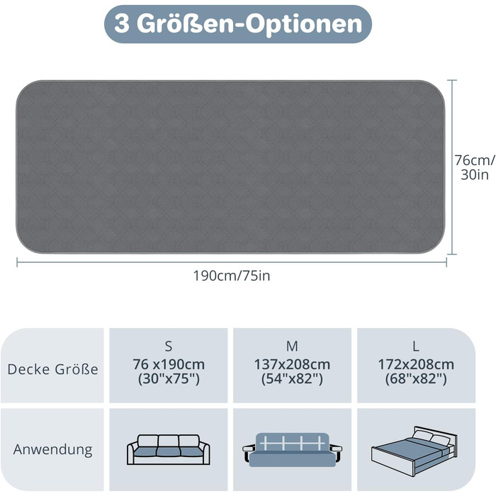 Водонепроникний килимок для собак Luvore з антиковзким покриттям, захист для дивану, ліжка, авто. Міцний килимок для котів, придатний для прання, 137x208 см (76 x 190 см)