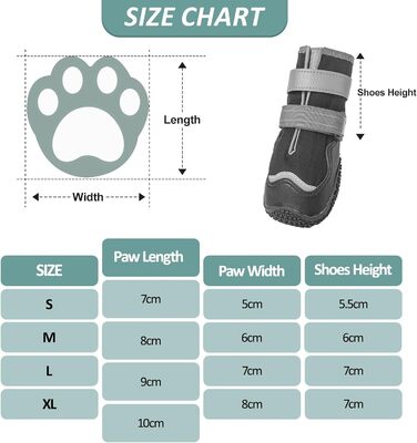 Водонепроникні чоботи для собак з світловідбиваючими ремінцями, захист лап, антиковзка гумова підошва, для малих, середніх та великих собак (S, чорний, водонепроникний)
