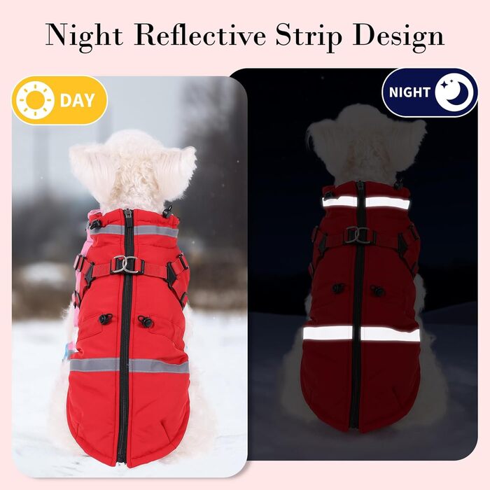 Водонепроникний зимовий одяг для собак та котів Poseca, червоний, XS