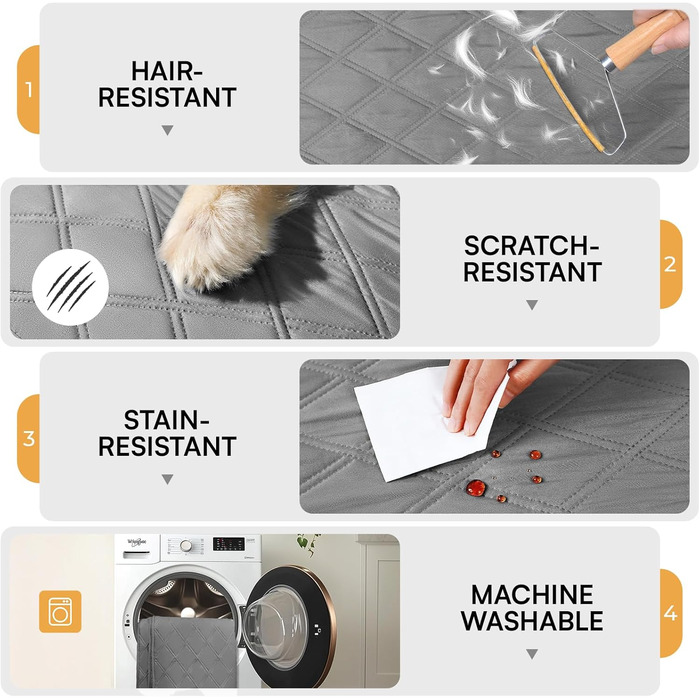 Водонепроникний килимок для собак Luciphia 132x208 см (сірий) з антиковзким покриттям, для захисту дивану, ліжка, авто. Міцний, машинне прання.