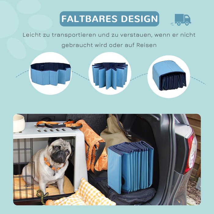 PawHut Dog Pool Великий басейн для собак Дитячий басейн ПВХ Wood Blue Ø140xH30 см ідеально підходить для літа