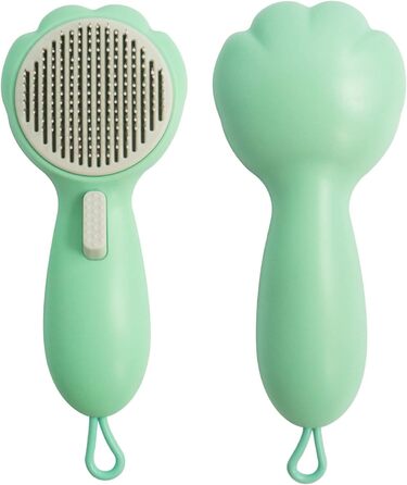 Щітка для собак для видалення шерсті, масажна щітка для котів, видаляє випадаючу шерсть та сплутаності, м'які щетинки, самоочисна, для собак з масажем, блакитна