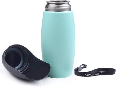 Водяна пляшка для собак VIVAGLORY Pawhike, 750 мл, нержавіюча сталь, блакитна - для прогулянок та подорожей