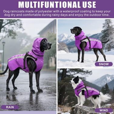 Водонепроникний дощовик для собак Oslueidy – дощовик для собак з капюшоном, S-XXL (Lila)