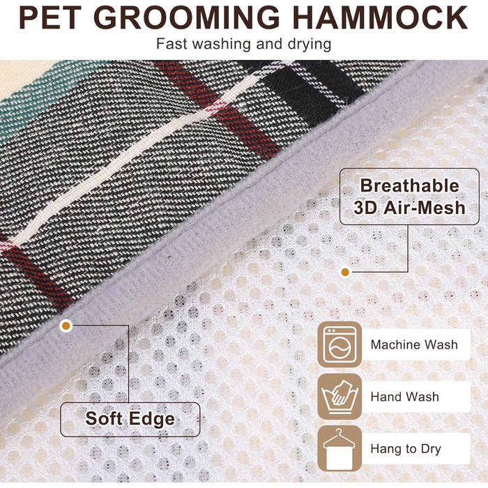 Гамак для грумінгу собак BEAUTYZOO з регульованою шлейкою та сталевим гребінцем, фіксатор для догляду за тваринами для стрижки та укладання, ідеальний підвіс для собак для безпечного та безстресового догляду XS (відстань між ніжками: 1.8-2.9 м / Мак. вага