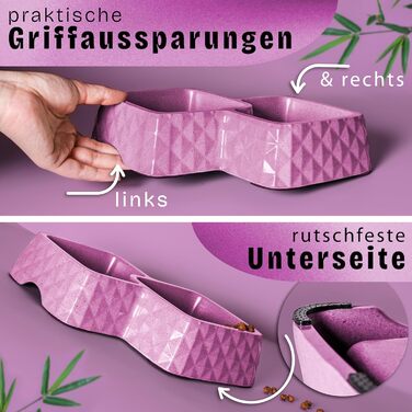 Набір мисок для котів та маленьких собак ne&no® з бамбука, фіолетовий (до 400г корму, 350мл води)