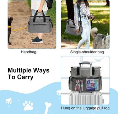 MYDAYS Сумка для собак, багаж для тварин, дорожня сумка на вихідні з мискою (сіра)