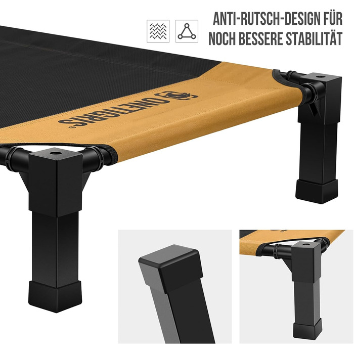 OneTigris лежанка для собак, піднята лежанка 130x91 см, висота 23 см, проста збірка, дихаюча, довговічна, легко миється, підходить для дому, двору, вулиці - коричнева L