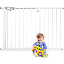 Захист для сходів та дверей: сітка-бар'єр без свердління, 105-115 см. Ідеально для собак та дітей. Біла сітка-бар'єр з подвійним замком, автозакриттям, відкриванням однією рукою та фіксацією 90°.