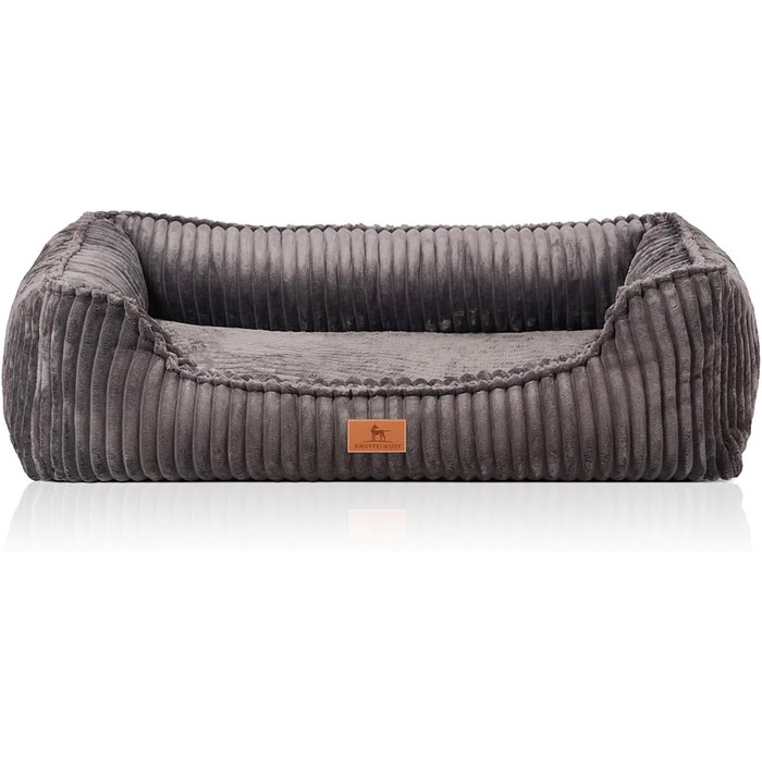 Ортопедичне собаче ліжко Knuffelwuff Sedona M-L, 85 x 63 см, сірий колір | Знімний, пральний чохол | Для великих, середніх та маленьких собак